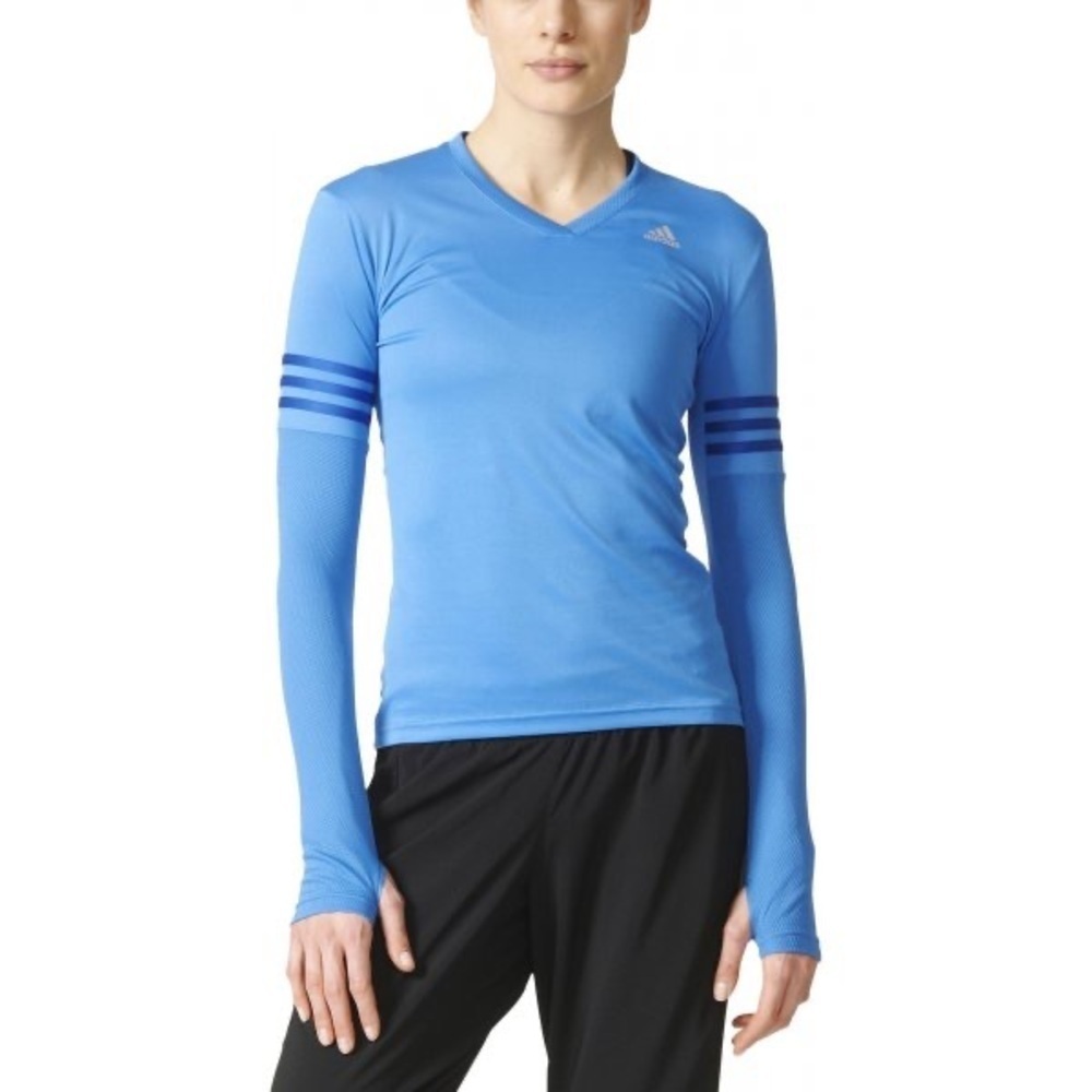 Adidas  Youth blue Climalite response long sleeve V-neck athletic shirt Girls